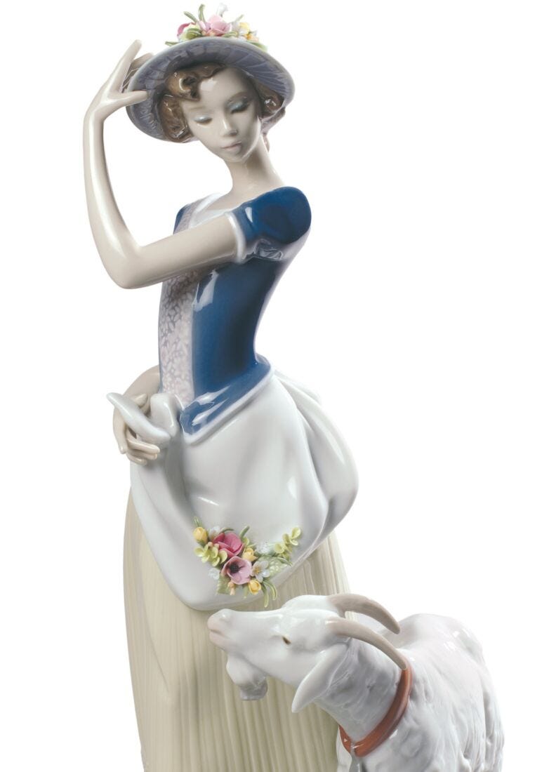 Young Shepherdess Woman Figurine in Lladró