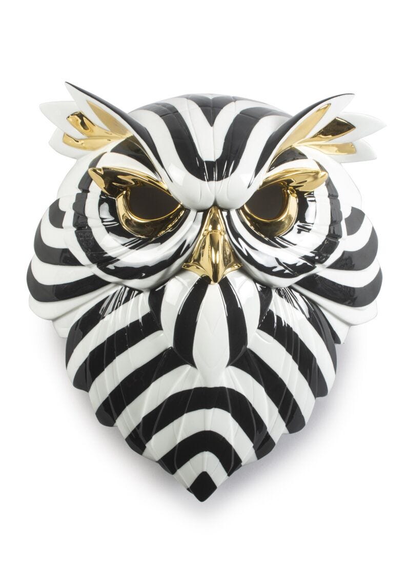 Owl Mask. Black and Gold in Lladró