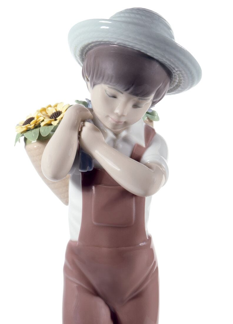 Gathering Flowers Boy Figurine. 60th Anniversary in Lladró