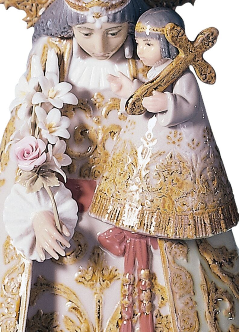 壱□ リヤドロ LLADRO 花を持つマリア 祈り 聖母マリア 陶器人形 - 工芸品