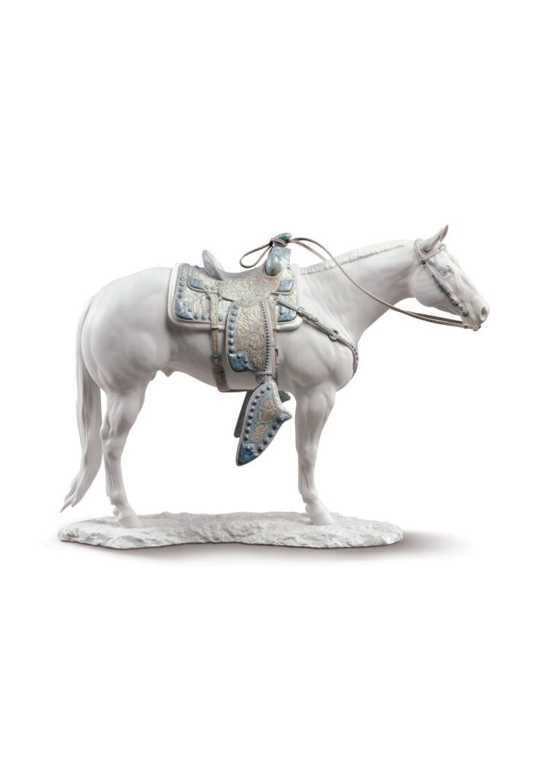 Escultura caballo Quarter Horse blanco en Lladró