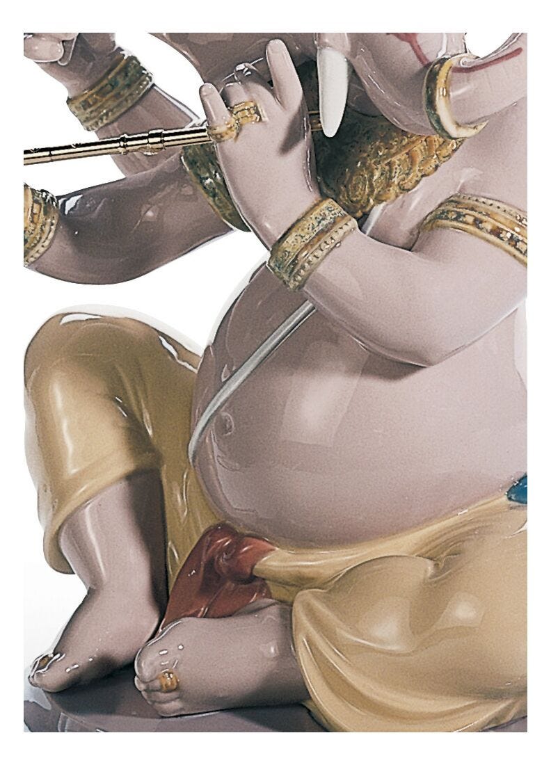 Bansuri Ganesha Figurine in Lladró
