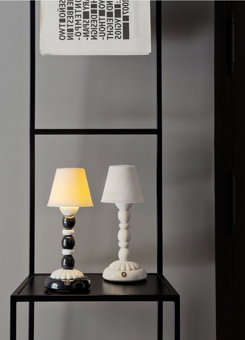 Palm Firefly Table Lamp. Black and White in Lladró