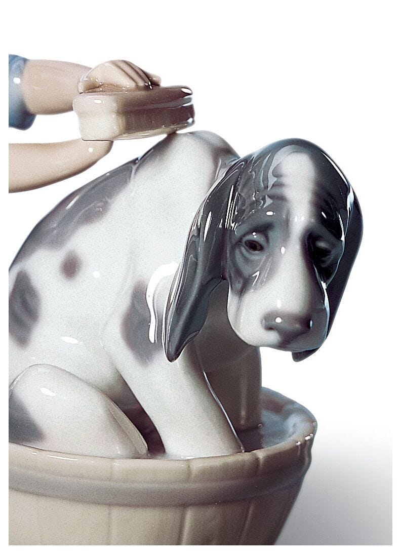 Bashful Bather Dog Figurine in Lladró