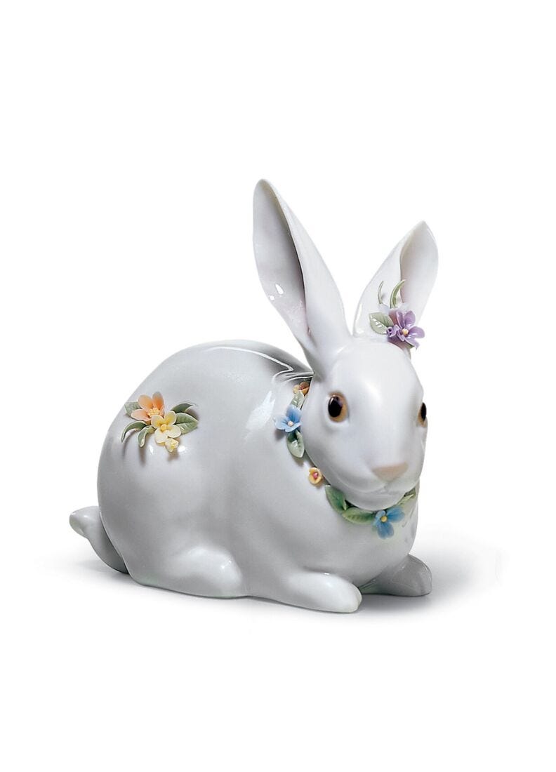 Attentive Bunny with Flowers Figurine - Lladro-USA