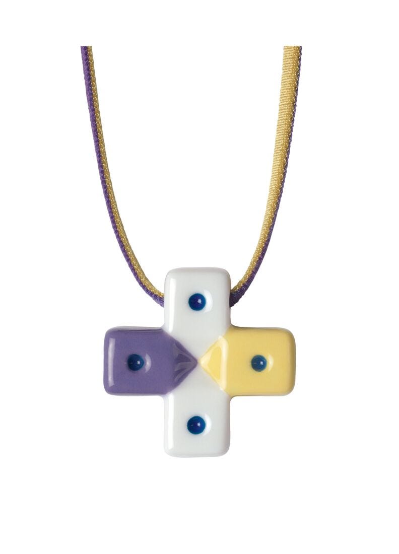 Greek Cross Pendant. Purple and yellow in Lladró