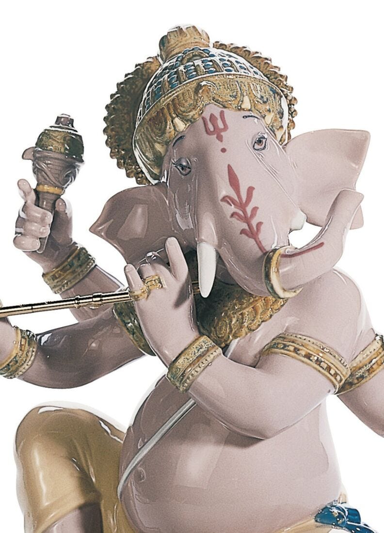 Figura Ganesha con bansuri en Lladró