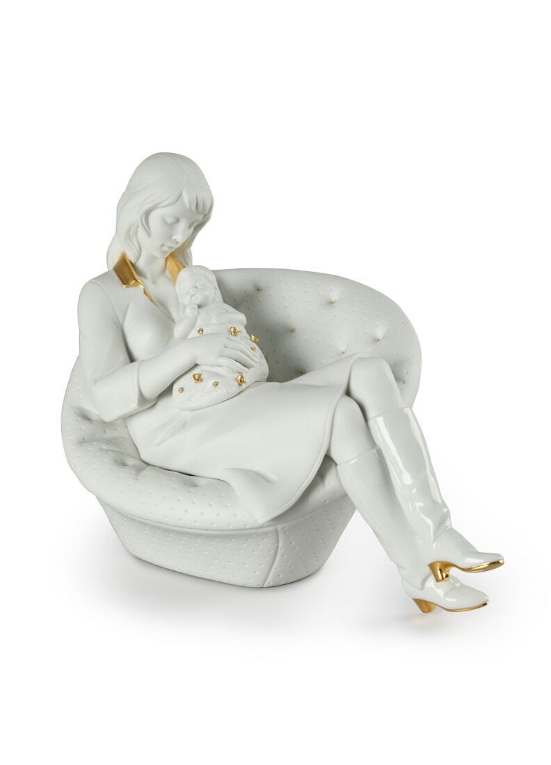 Feels Like Heaven Mother Figurine. Golden Lustre and White in Lladró