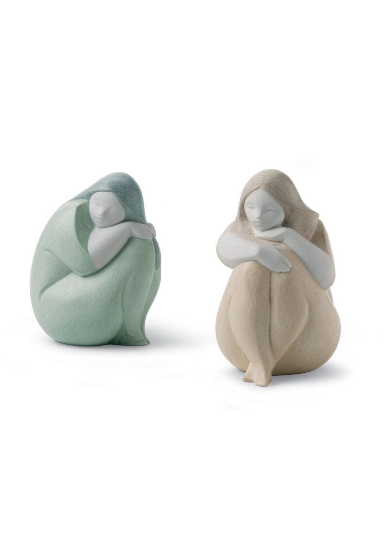Sun and Moon Girls Figurines. Set of 2 in Lladró