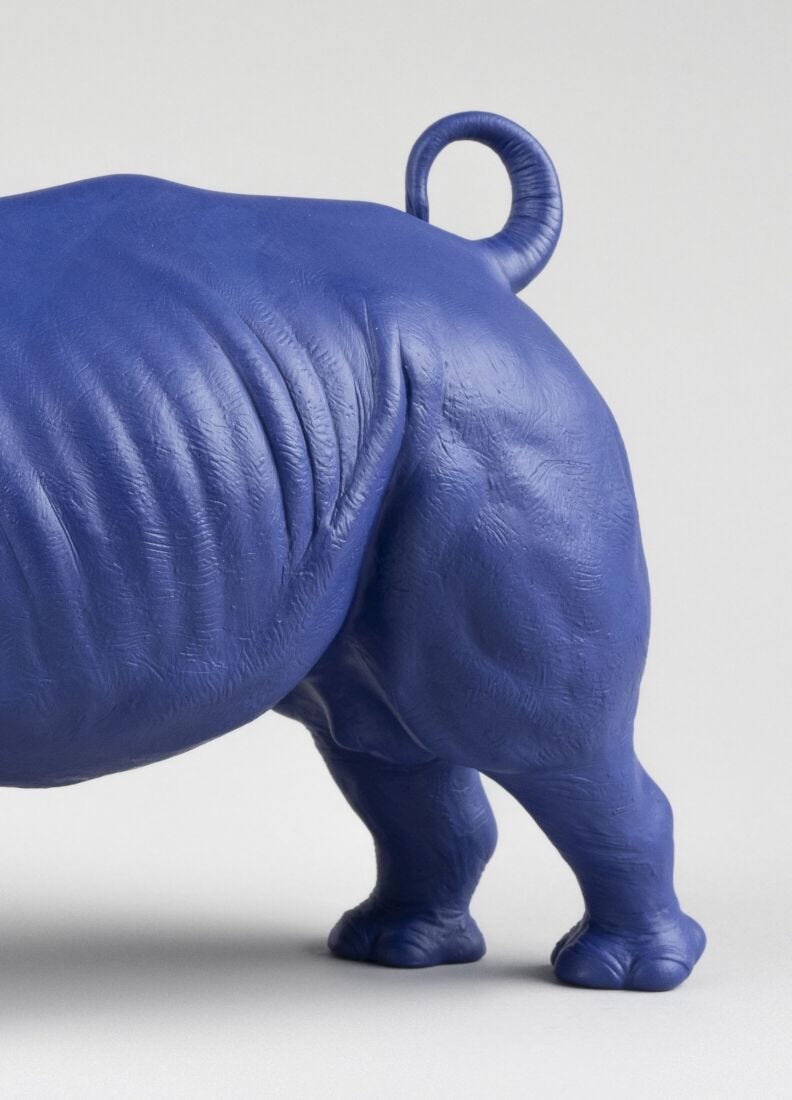 Escultura Rinoceronte. Azul-dorado. Serie Limitada en Lladró