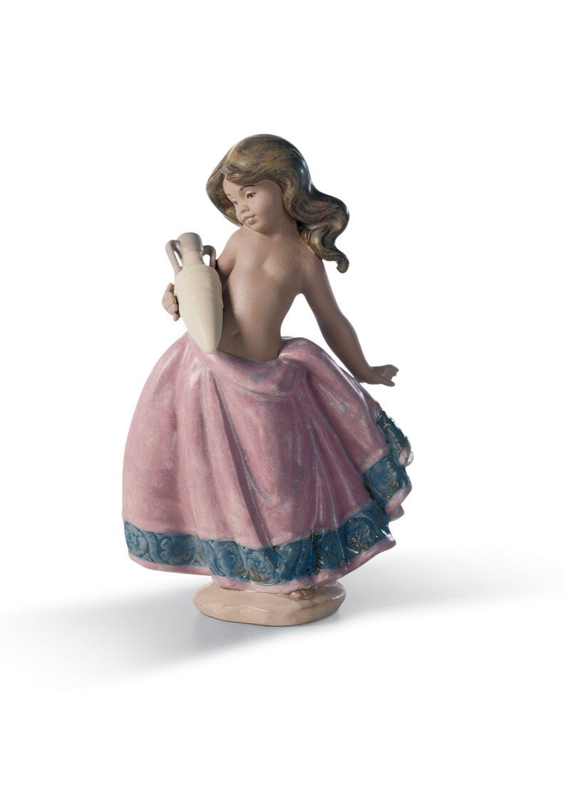 Corinthian Water Girl Figurine. Pink in Lladró