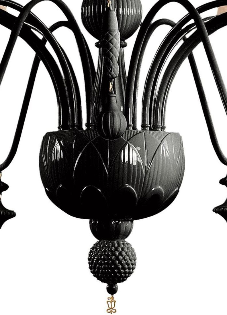 Ivy and Seed 16 Lights Chandelier. Large Flat Model. Absolute Black (JP) in Lladró