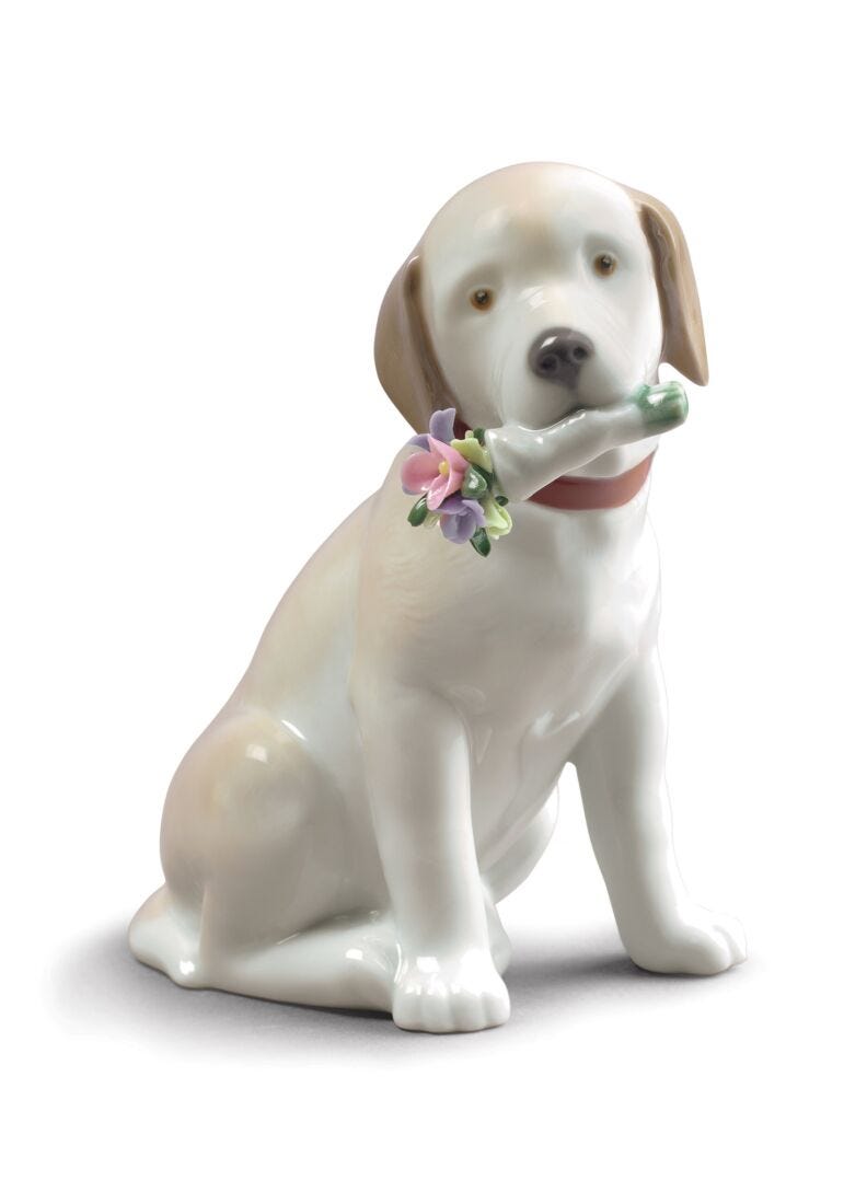 This Bouquet Is for You Dog Figurine in Lladró
