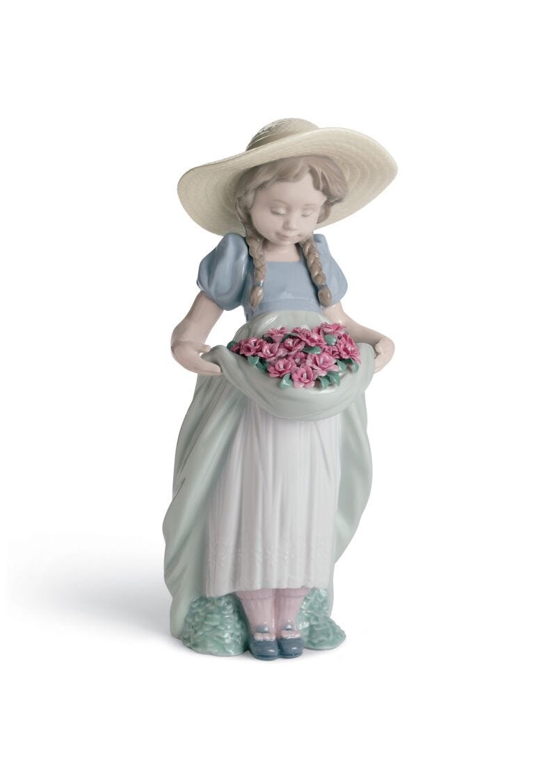 Bountiful Blossoms Girl with Carnations Figurine in Lladró