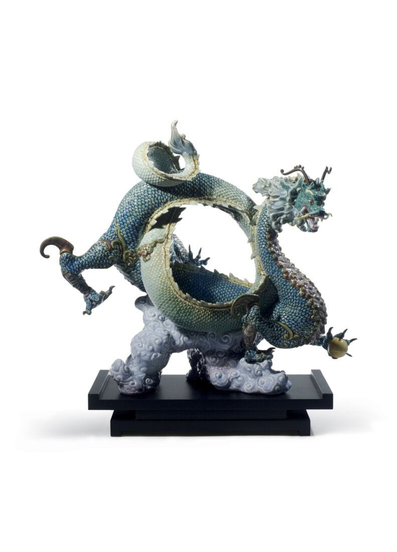 Auspicious Dragon Sculpture. Green.Limited Edition in Lladró