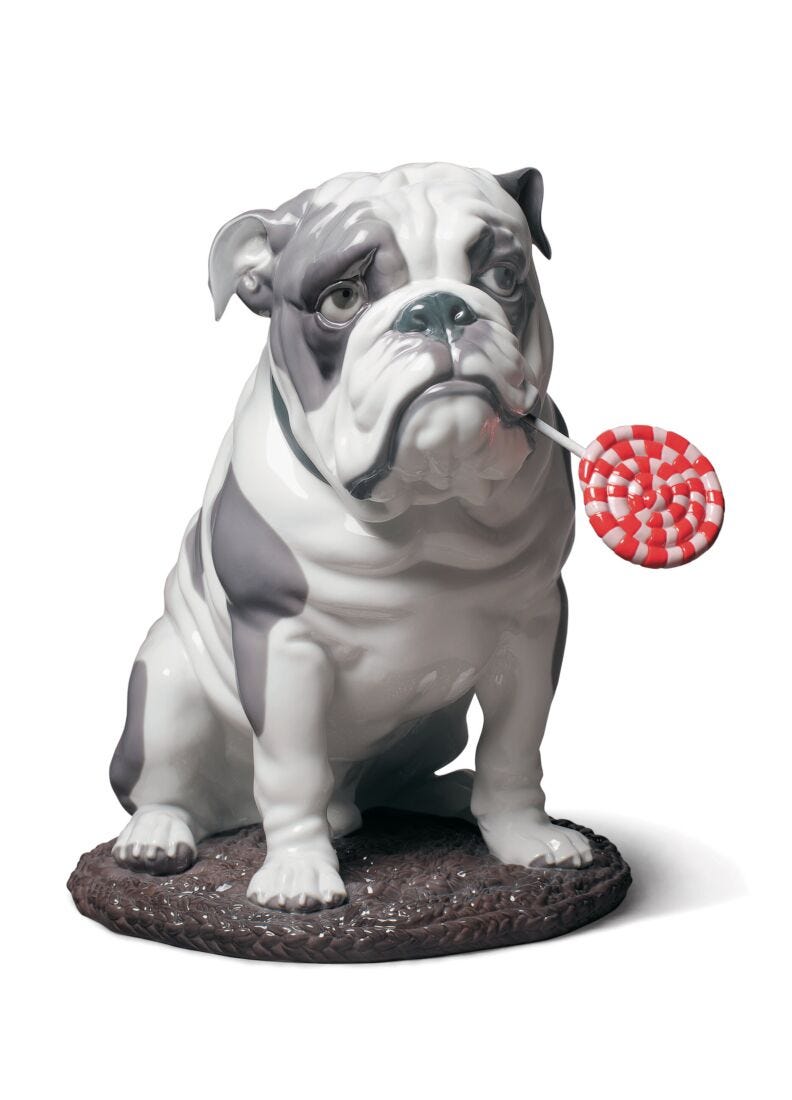 Bulldog with Lollipop Dog Figurine in Lladró
