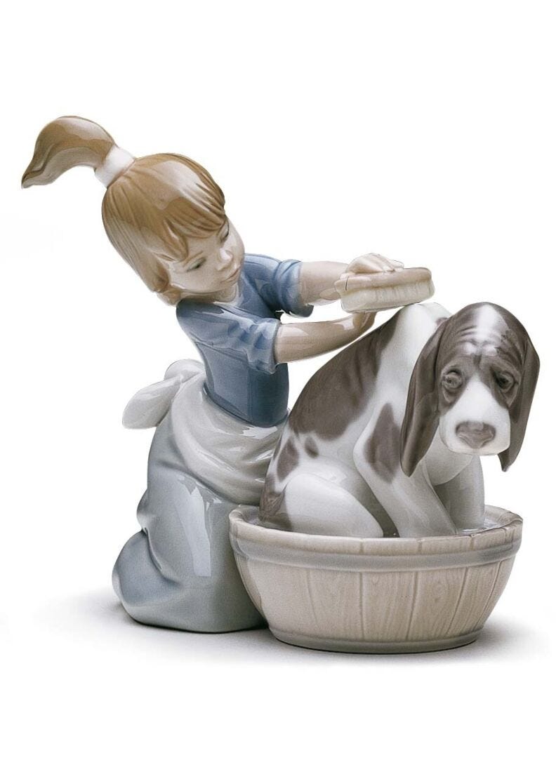 Bashful Bather Dog Figurine in Lladró