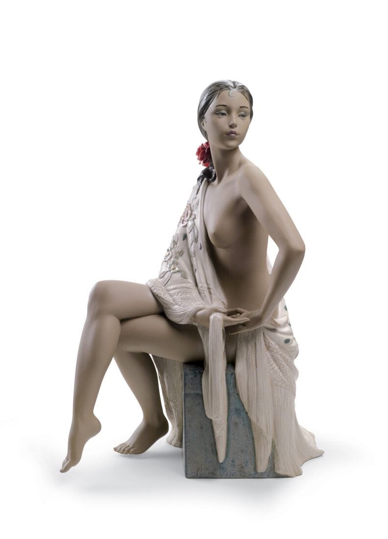Figurina Donna Nudo con scialle in Lladró