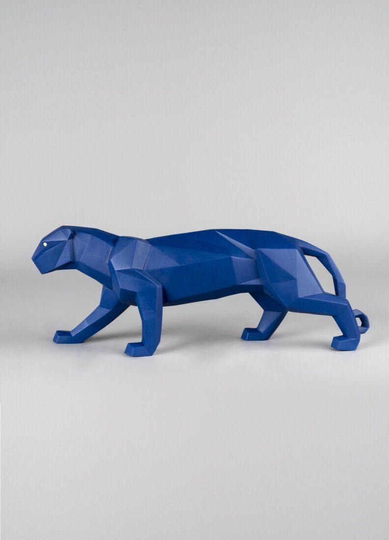 Panther Figurine. Blue matte in Lladró