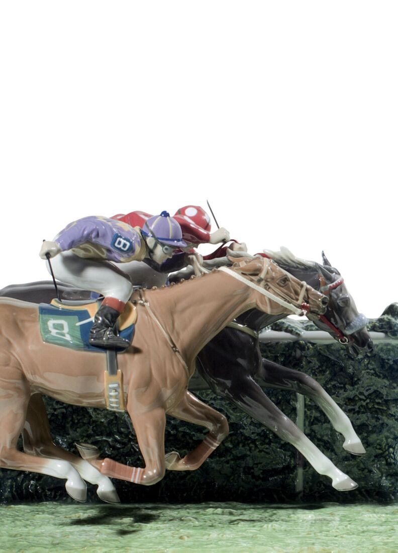 Escultura caballos Carrera en el hipódromo. Serie limitada en Lladró