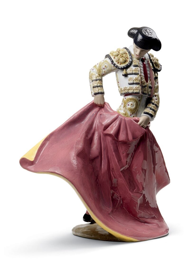 Matador Man Figurine. White Outfit in Lladró