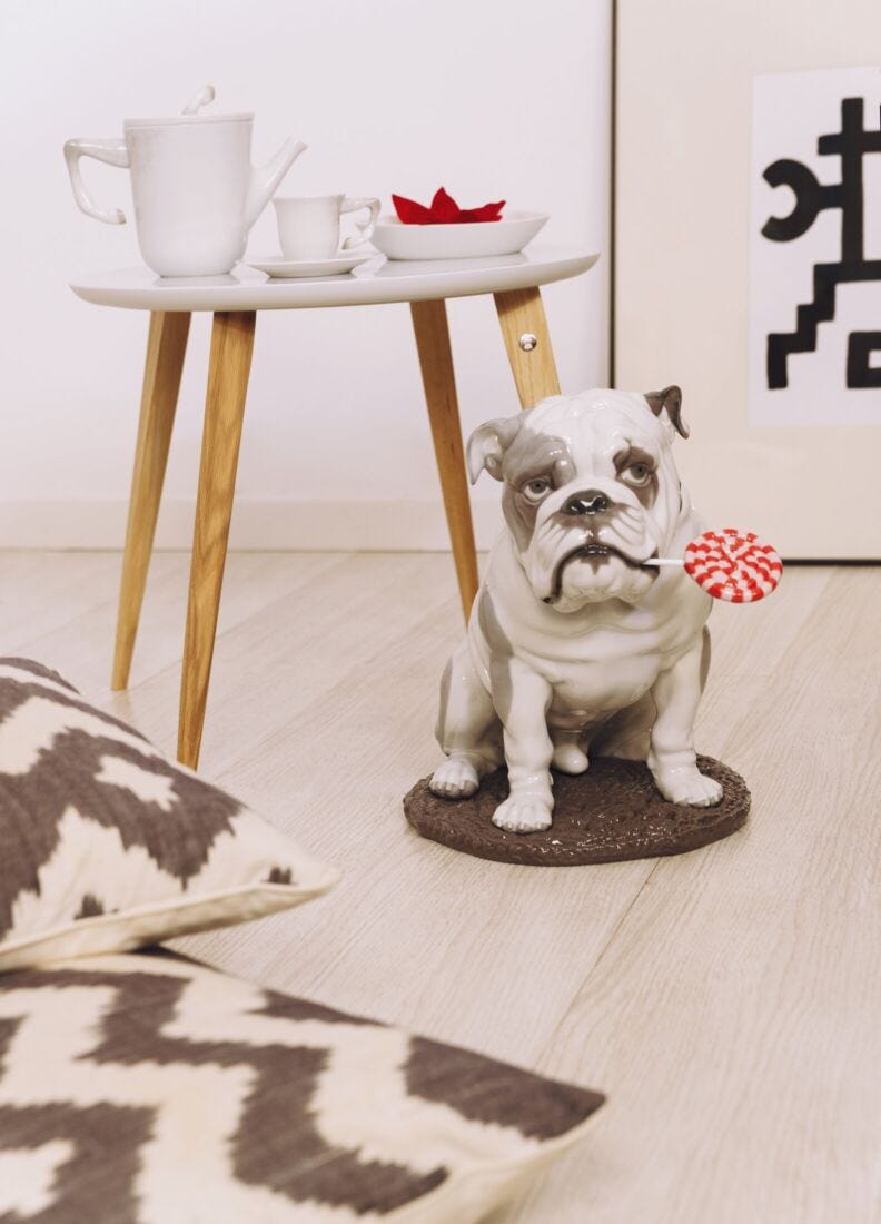 Bulldog with Lollipop Dog Figurine in Lladró