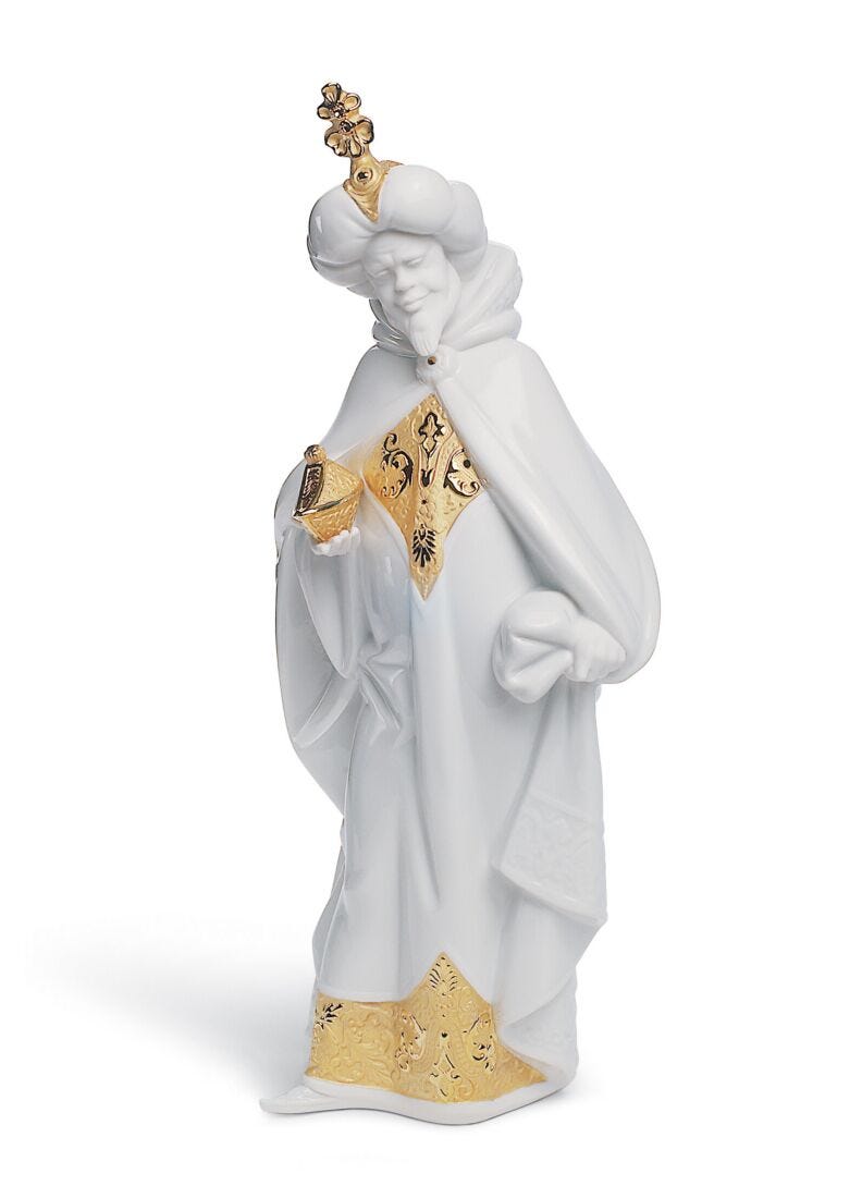 King Balthasar Nativity Figurine. Golden Lustre in Lladró
