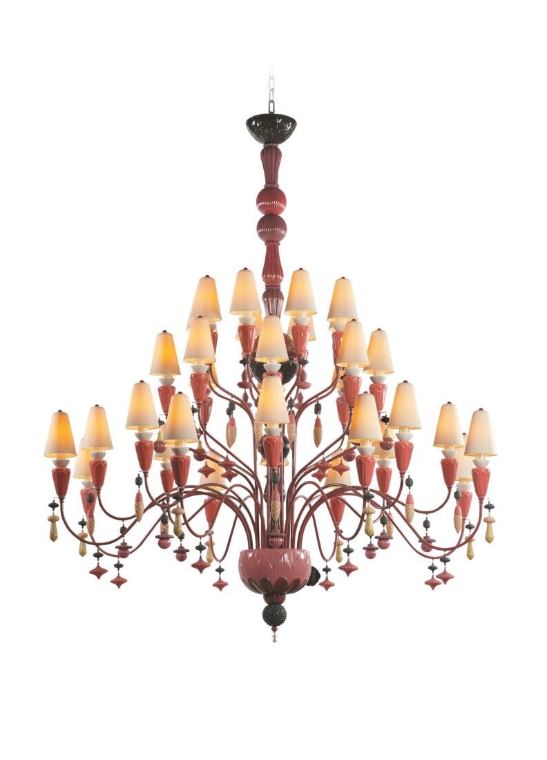 Ivy and Seed 32 Lights Chandelier. Large Model. Red Coral (US) in Lladró