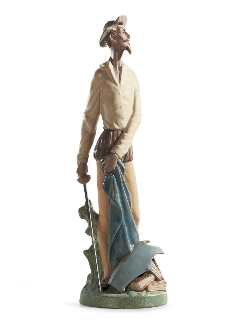 Figura Don Quijote erguido. Gres en Lladró