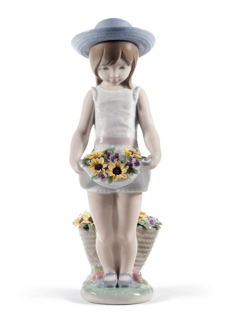 Skirt Full of Flowers Girl Figurine. 60th Anniversary in Lladró