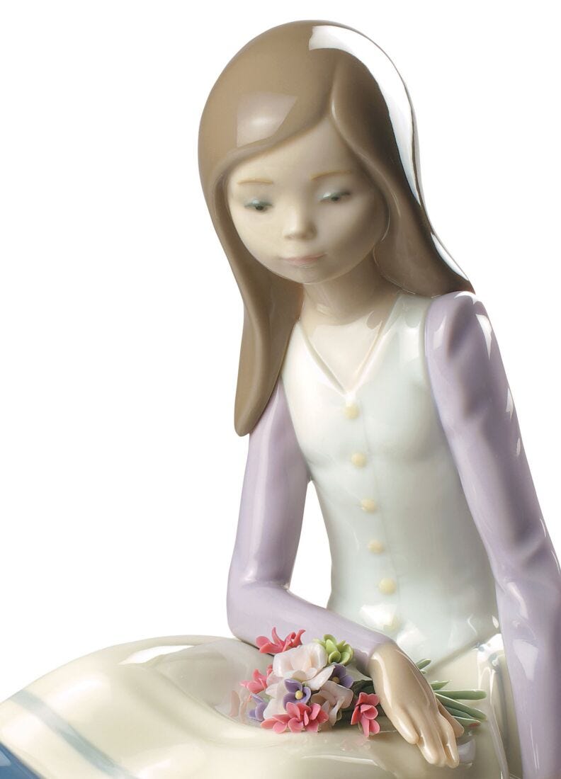 Contemplative Young Girl Figurine in Lladró