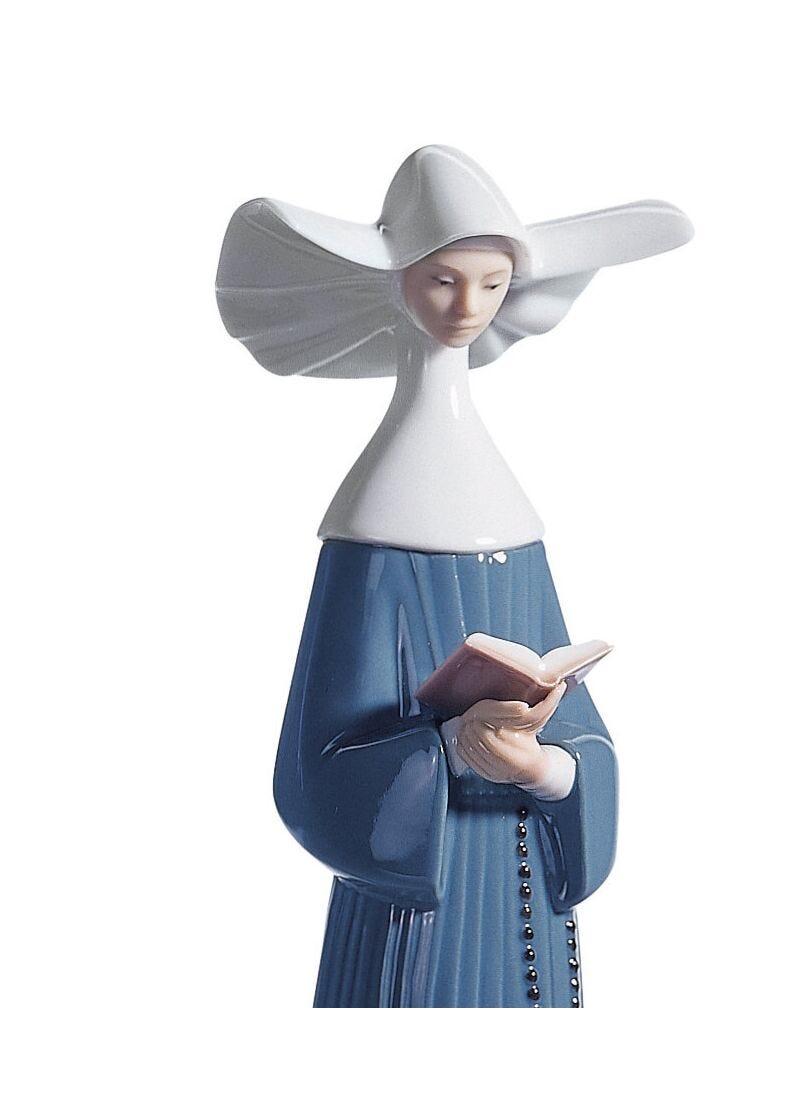 Figurina Suora che legge - azzurra in Lladró