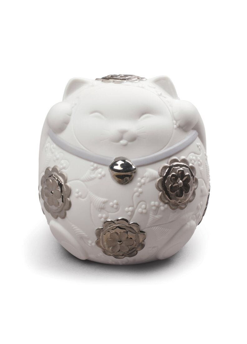 Figura Maneki Neko II. Lustre plata en Lladró