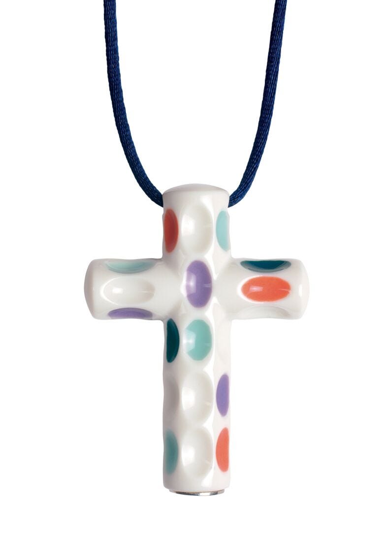 Latin Cross Pendant. Red, Blue and Purple in Lladró
