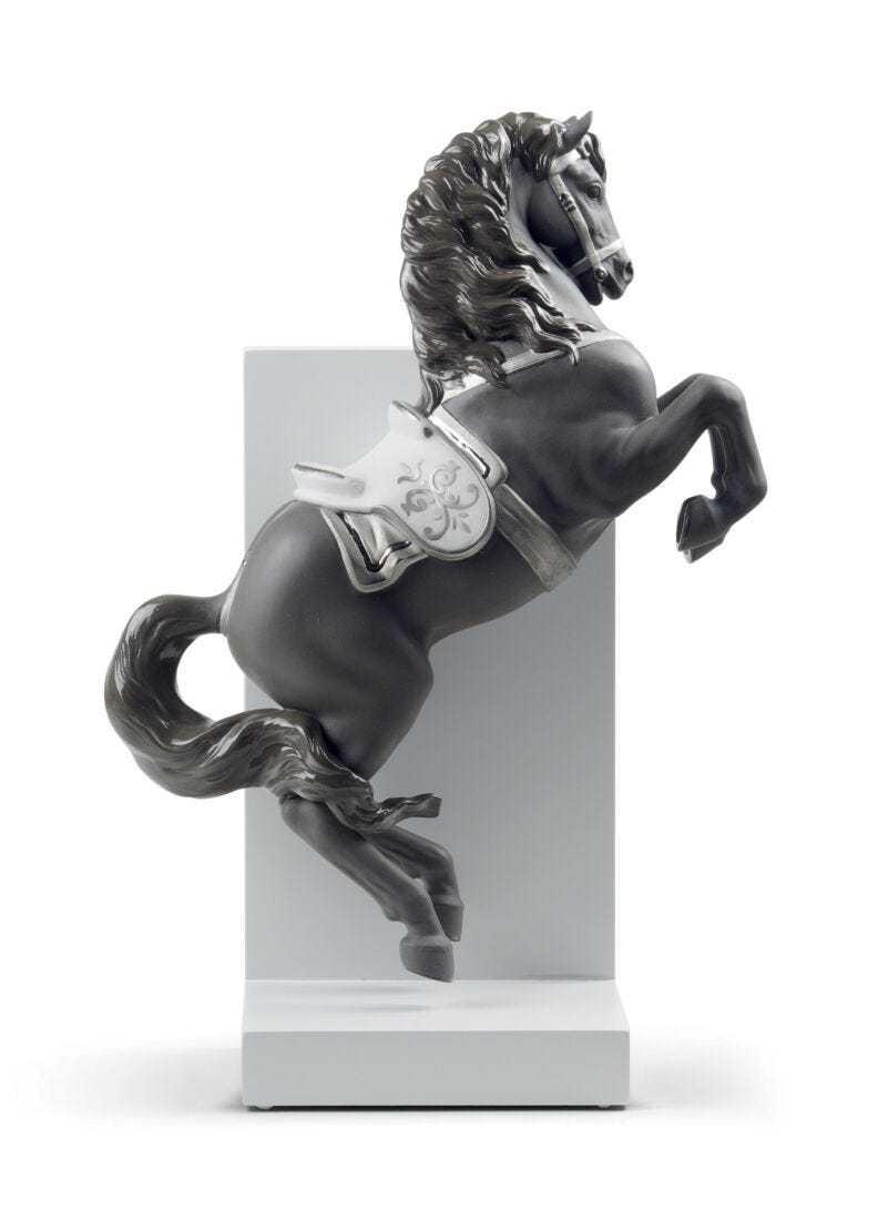 Figurina Cavallo in courbette. Lustro argento in Lladró
