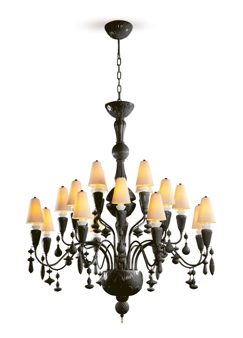 Ivy and Seed 20 Lights Chandelier. Medium Model. Absolute Black (CE/UK/CCC) in Lladró