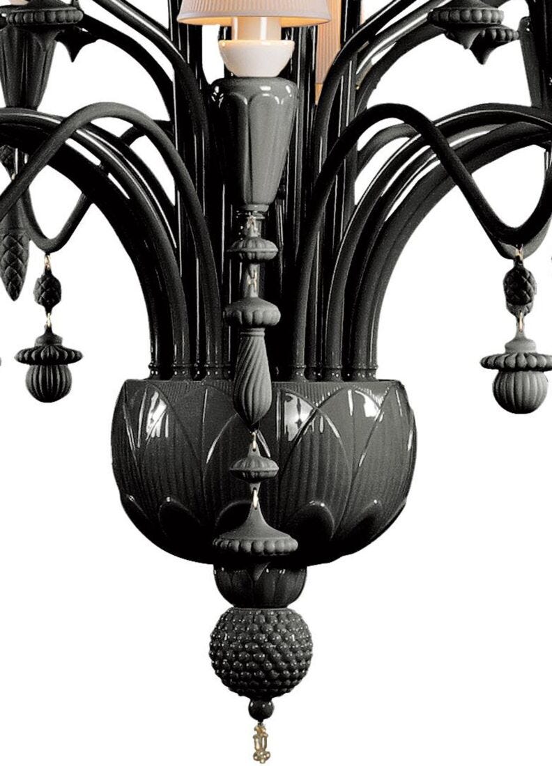 Ivy and Seed 32 Lights Chandelier. Large Model. Absolute Black (US) in Lladró