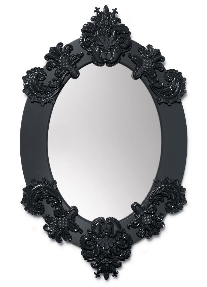 Espejo de pared ovalado. Negro. Serie limitada en Lladró