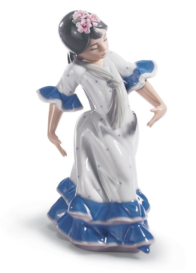 Juanita Flamenco Dancer Girl Figurine. Blue in Lladró