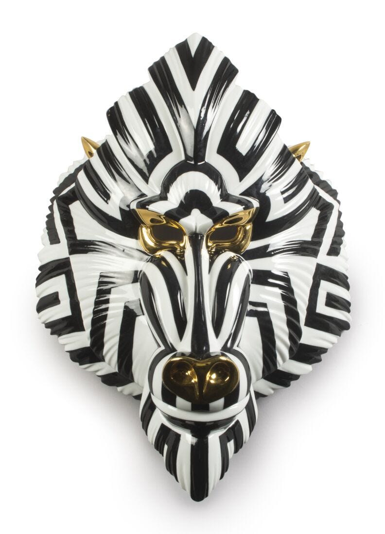 Mandrill Mask. Black and  Gold in Lladró