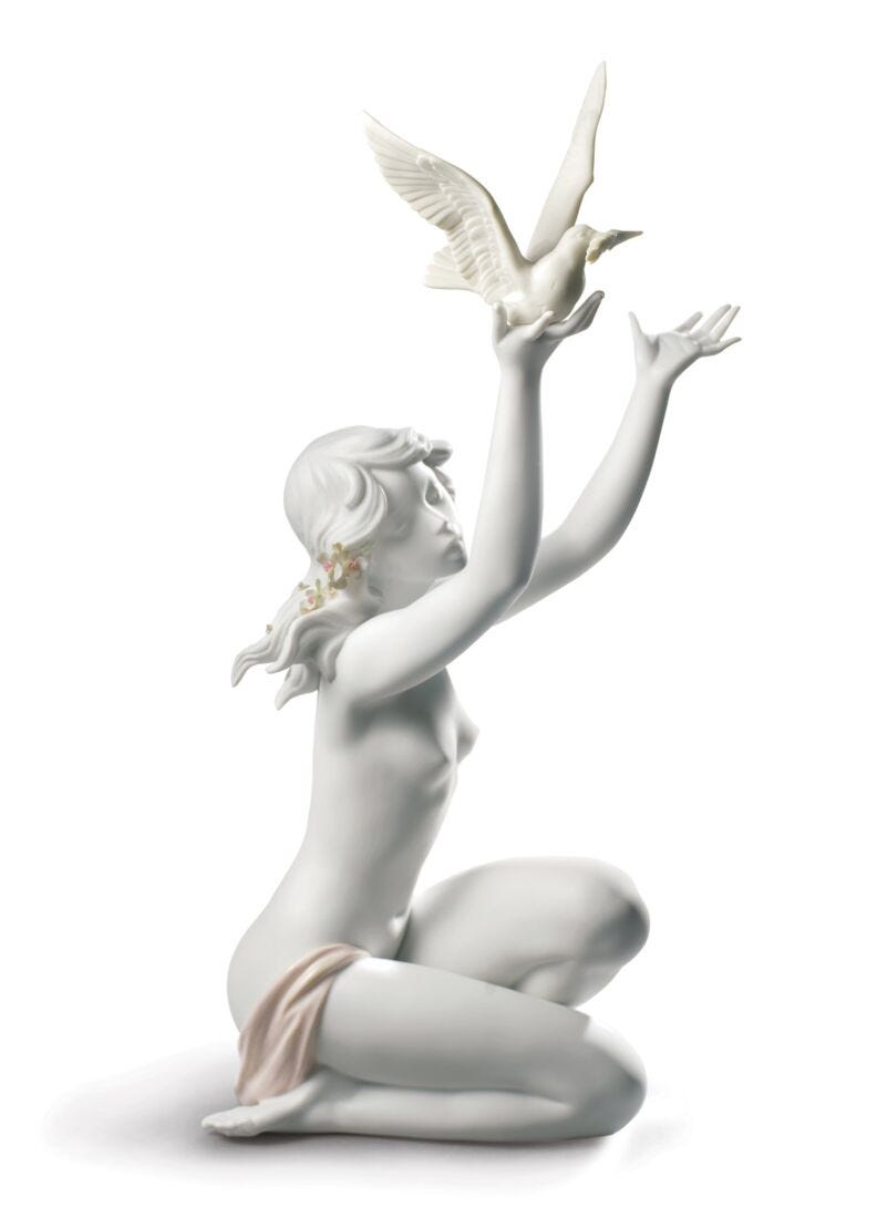 Figurina Donna Nudo con colomba. Bianco in Lladró