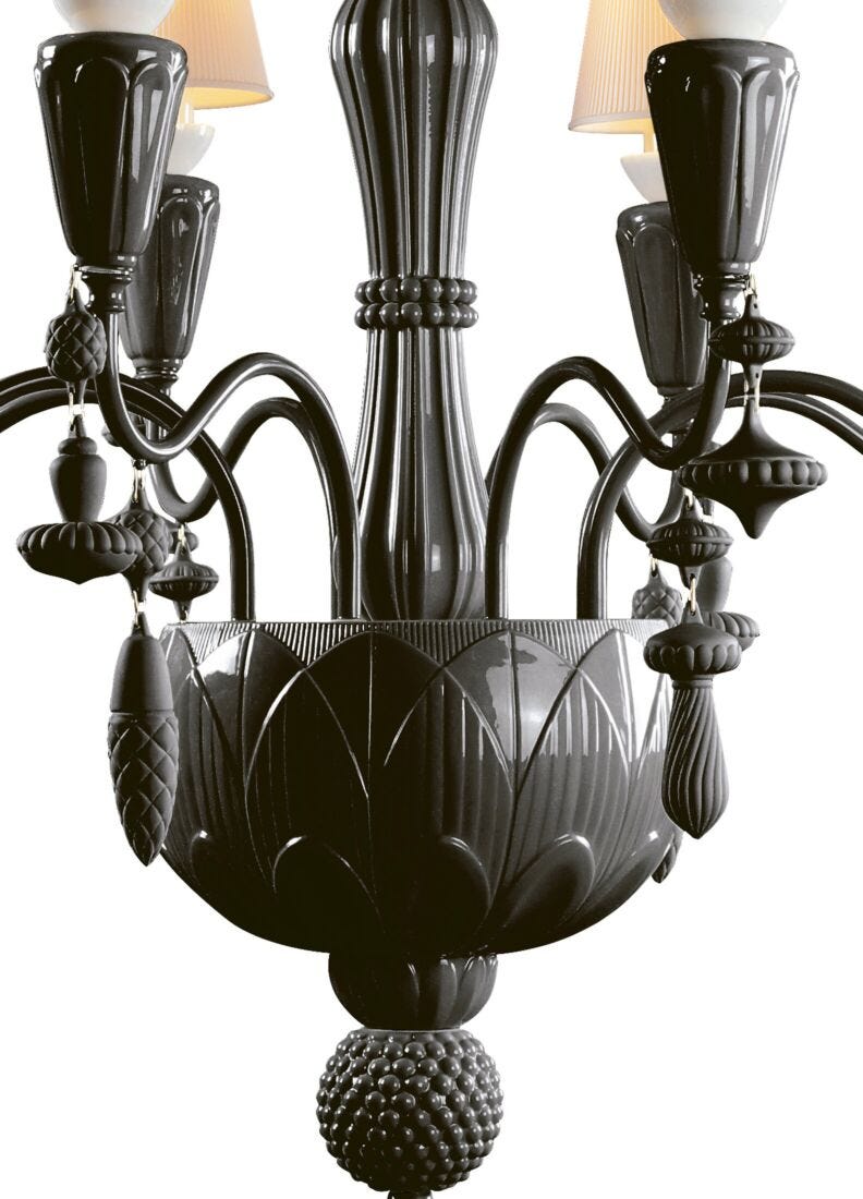Ivy and Seed 8 Lights Chandelier. Absolute Black (US) in Lladró