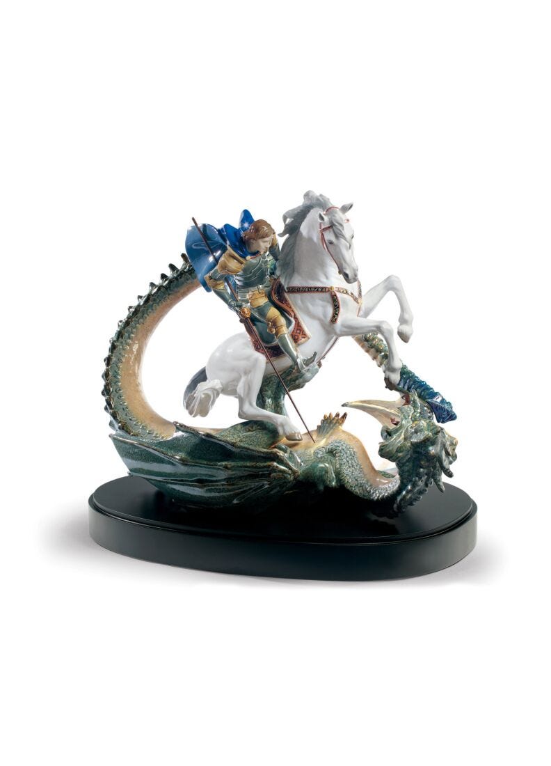 Saint George and The Dragon Sculpture. Limited Edition in Lladró