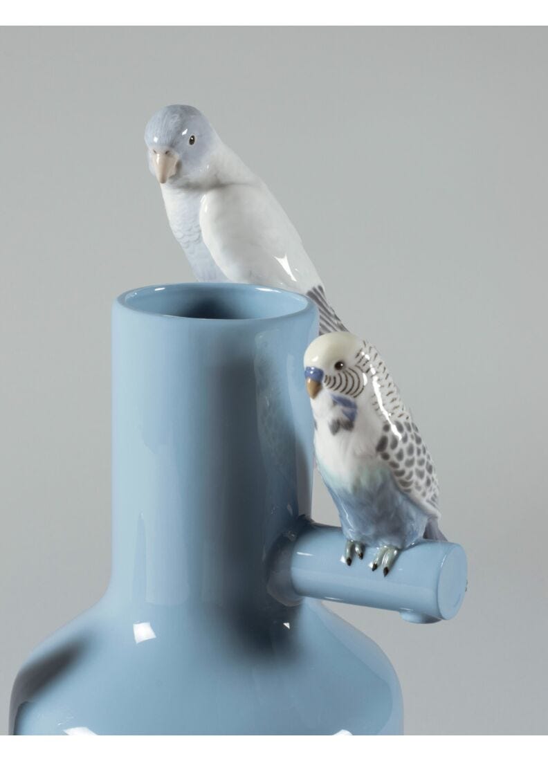 Parrot Parade Vase. Blue in Lladró