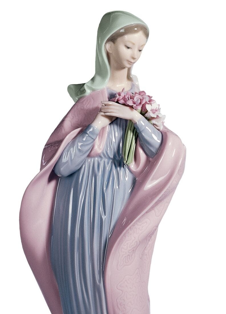 Our Lady with Flowers Figurine in Lladró