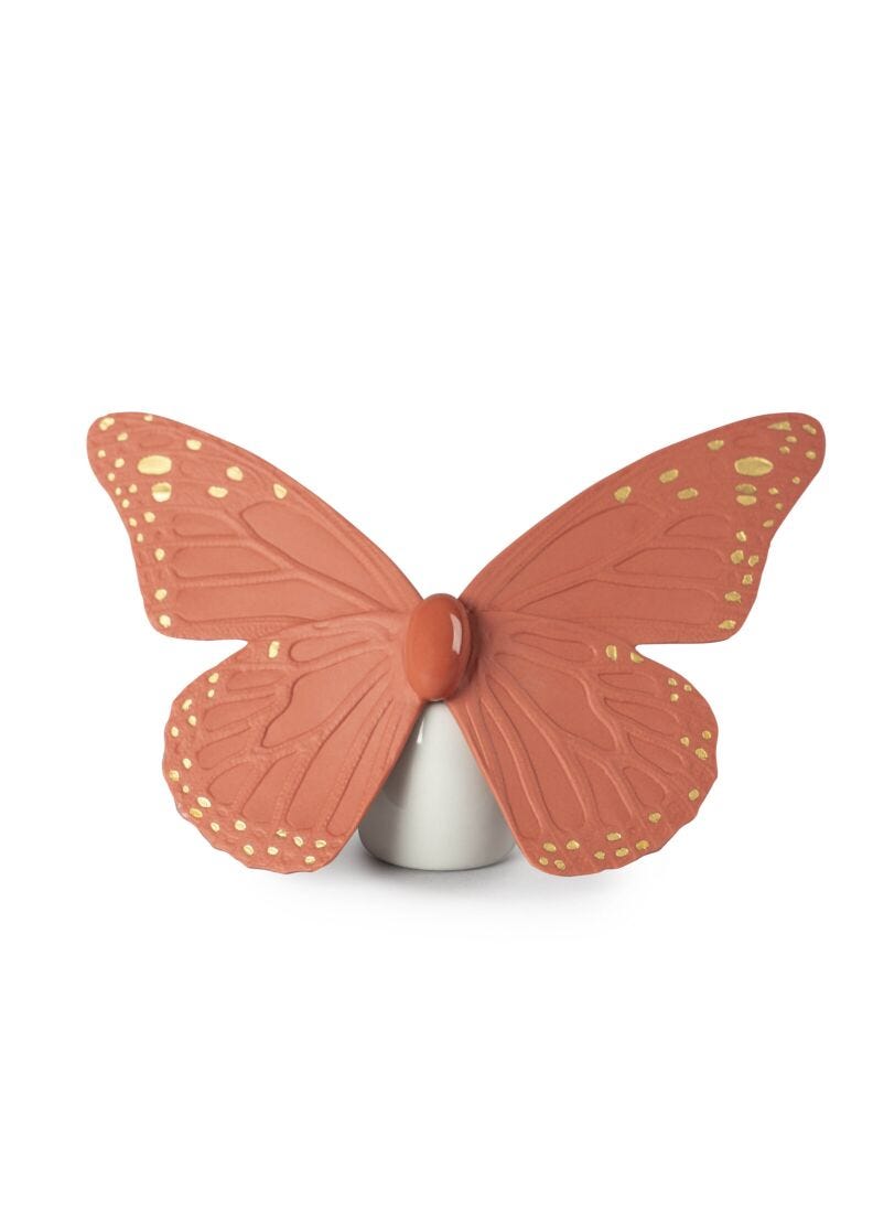 Butterfly Figurine. Golden Luster & Coral in Lladró