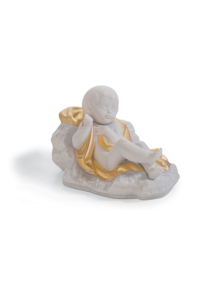 Baby Jesus Nativity Figurine. Golden Lustre Lladro Europe