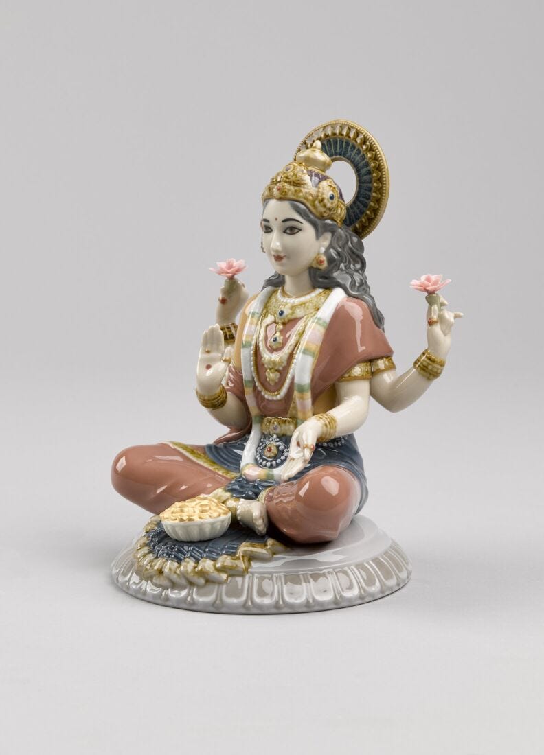 Goddess Sri Lakshmi Figurine in Lladró