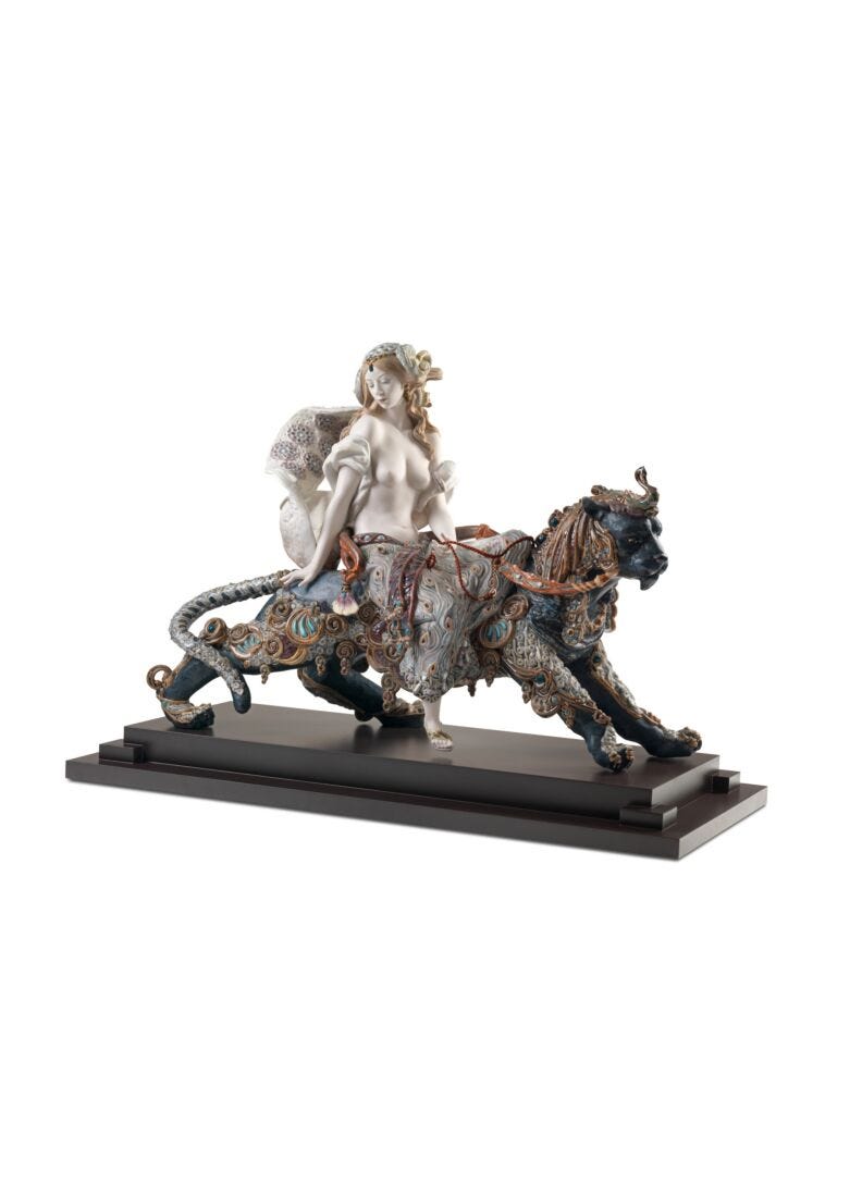 Bacchante on A Panther Woman Sculpture. Limited Edition in Lladró
