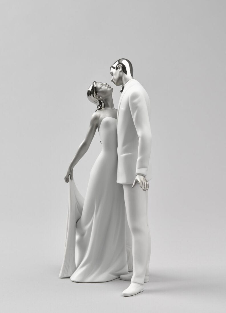 Figurina coppia Felice Anniversario. Lustro argento in Lladró